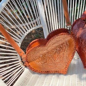 Heart shape leather purse